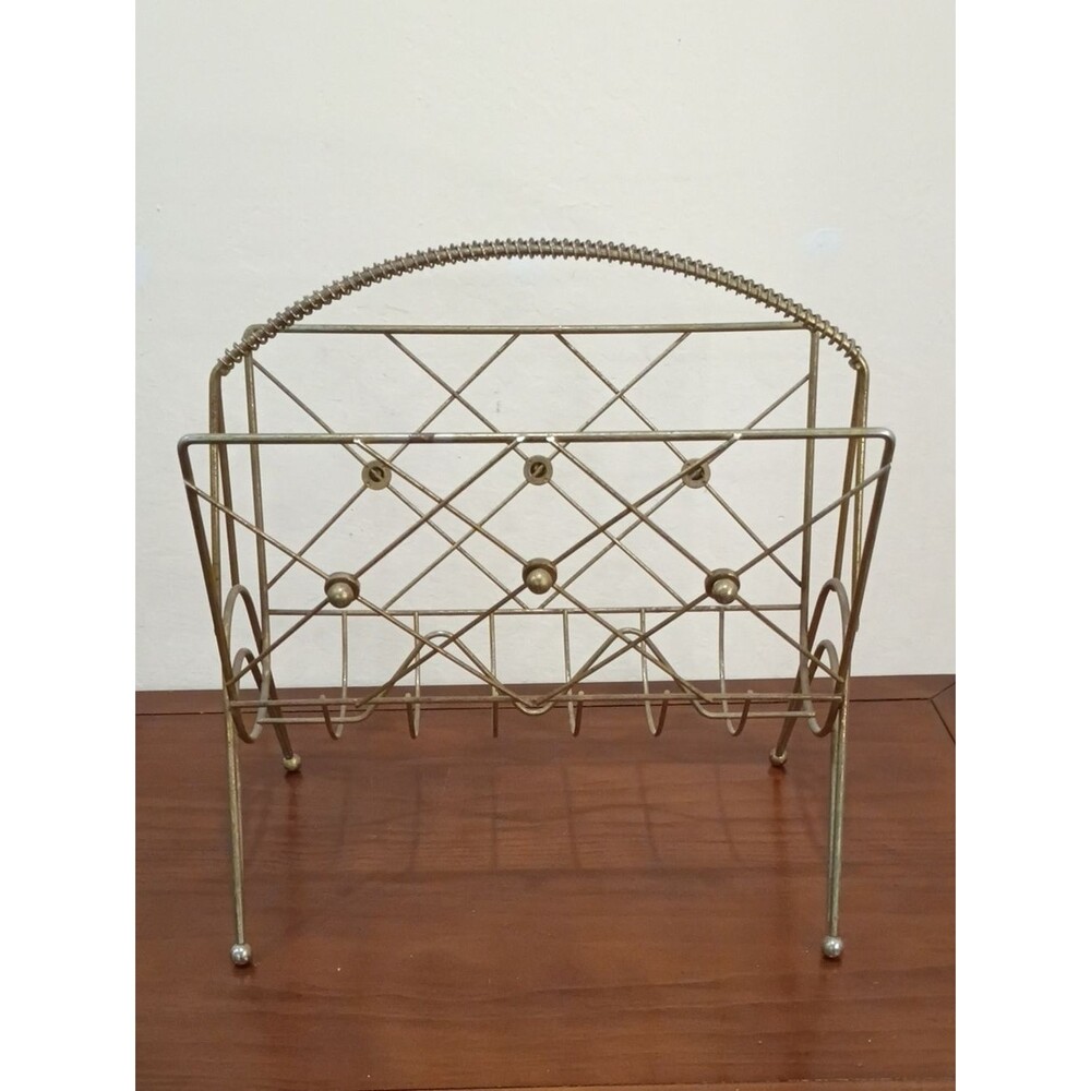 Brass Magazine/Record Rack - Vintage MCM!